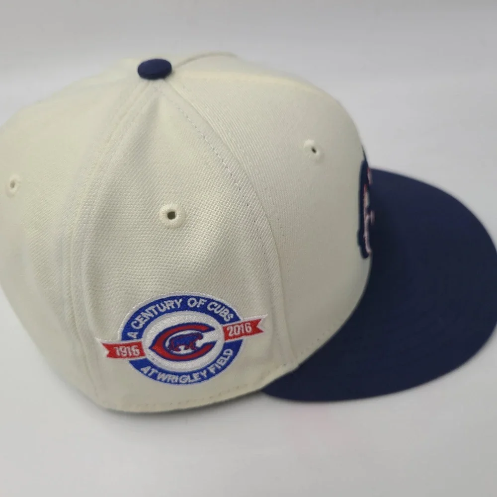 Chicago Cubs Hat Fitted 7 1/4 New Era 59Fifty Cream Wrigley Field 100 Year Patch